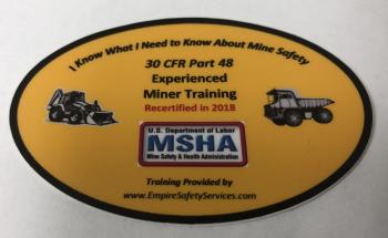 MSHA Training Certificate