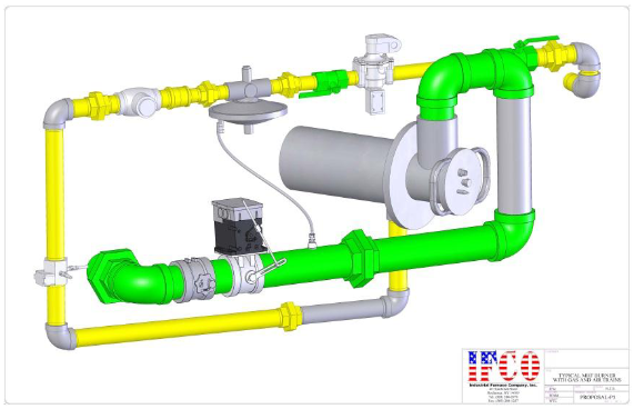 diagram of multiple hearth furnace burner and burner train